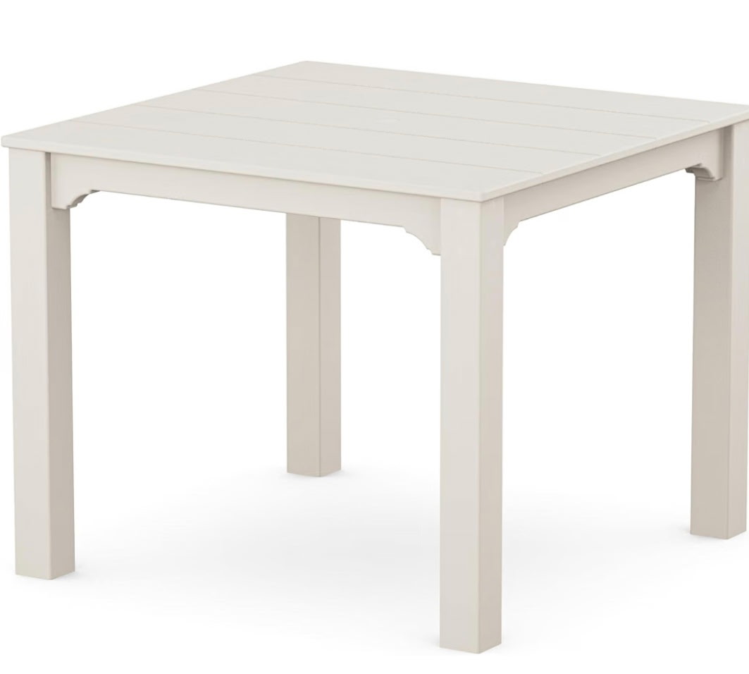 Classic square white game table with a paneled top and straight legs